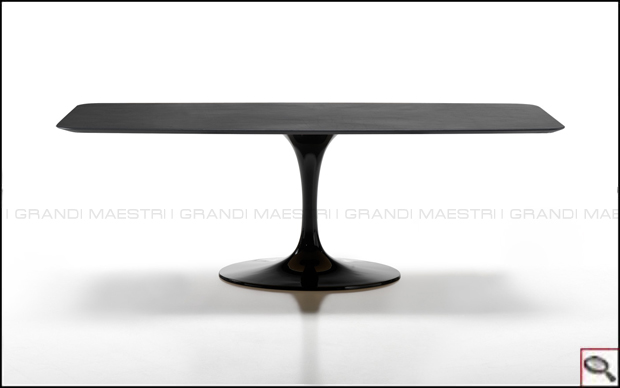Tulip table with rectangular leather top - Tribute to Eero Saarinen.