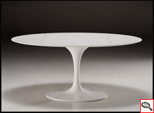 Tulip Table with leather oval top Tribute to Eero Saarinen. 