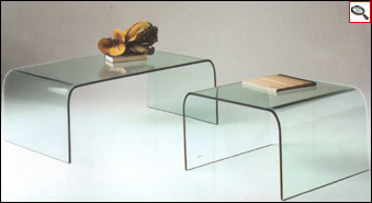 Square and rectangular bended glass coffee table.