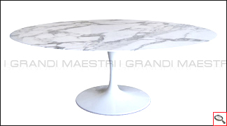 Table Tulip avec plateau en marbre blanc Arabescato