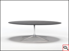 Florence table, designed by Florence Knoll, with black laminate top.
